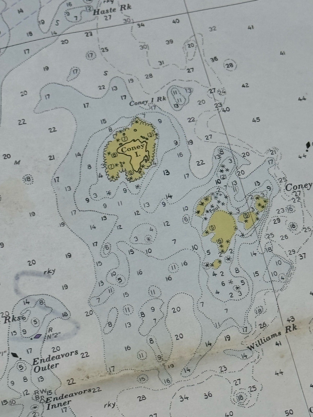 1972 SALEM, MARBLEHEAD, BEVERLY Nautical Chart HARBORS 33.5″ x 33.5″