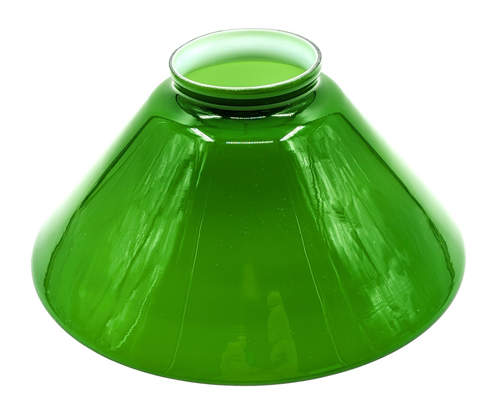 NOS! Vintage 10” Dia. Green Cased Glass Dome-Shape Thin-Wall Shade 3-1/4” Fitter