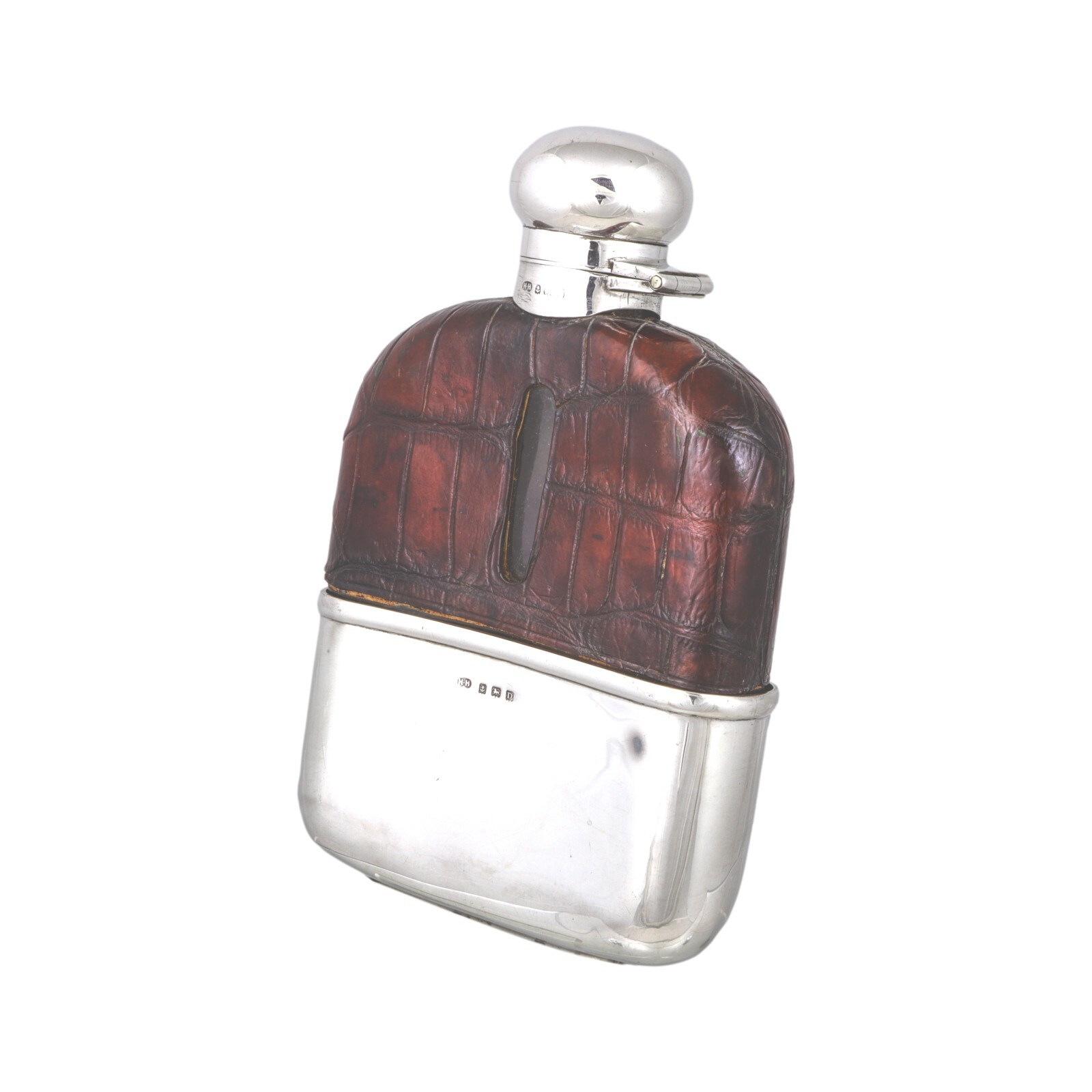 ANTIQUE – Solid Sterling Silver – HIP FLASK – Hukin & Heath – 1928