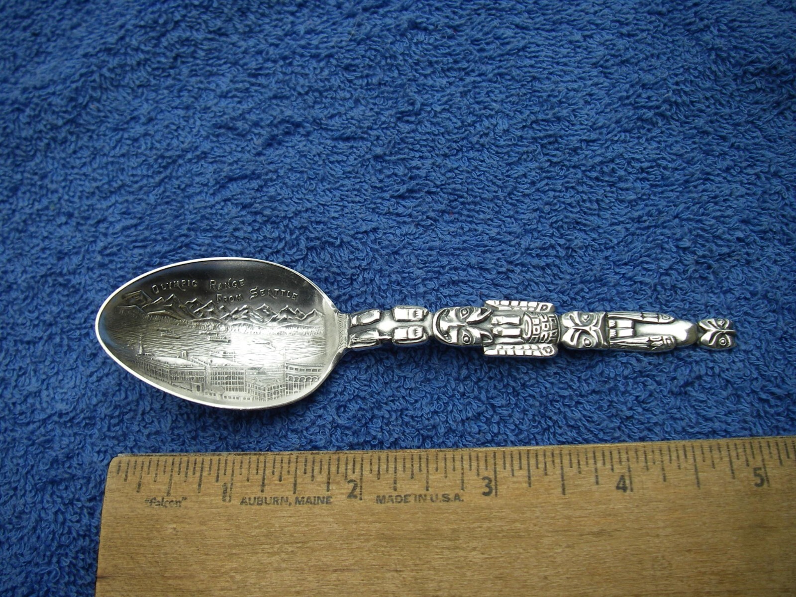 Fine SEATTLE WASHINGTON Souvenir Spoon-OLYMPIC RANGE Bowl-TOTEM POLE Hndle-MAYER