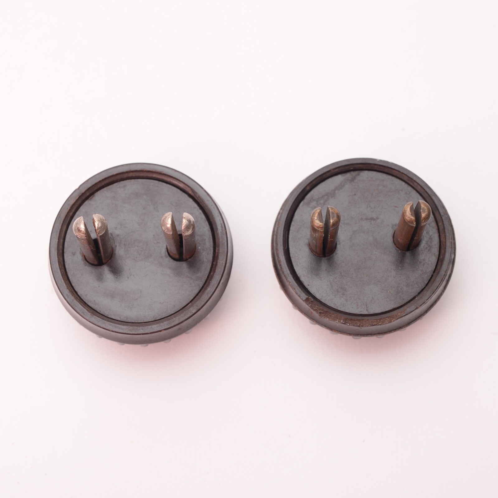 2x CLIX Brown Bakelite 2 Pin Round Prong 5A Plugs Reclaimed Vintage Electrical
