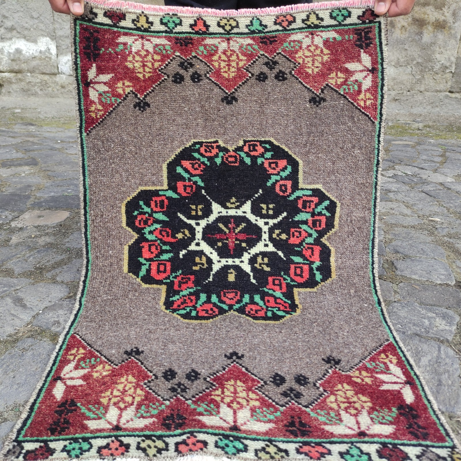 Amazing 2×3 Turkish Vintage Small Rug 47 x 76 cm Bath Mat 1.54 x 2.49 ft