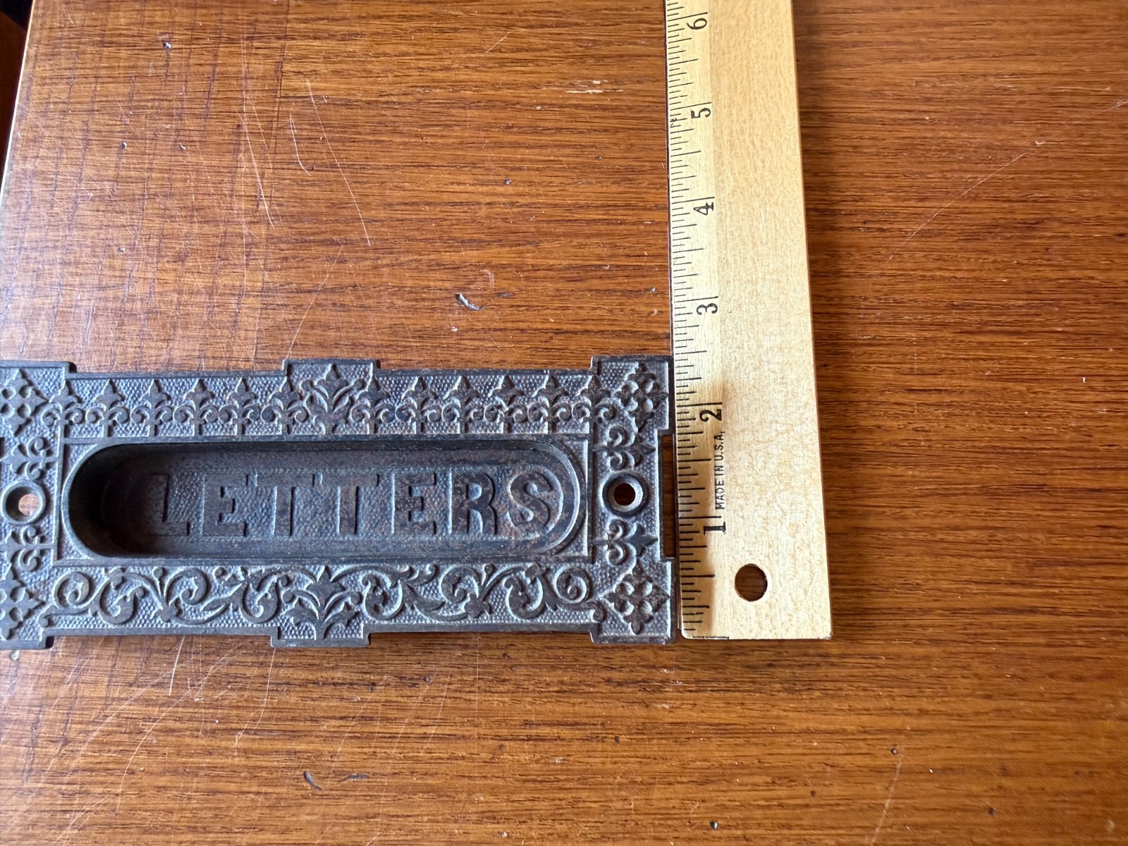 Antique Victorian Solid Cast Iron Swing Door “LETTERS” Mail Slot – DS31