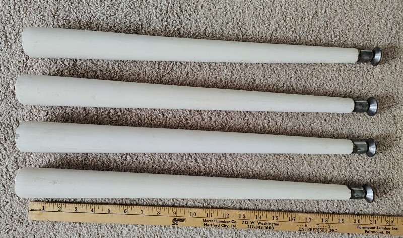 4 Vintage Mid Century Modern MCM Tapered Wood Table Furniture Legs 20.5” White