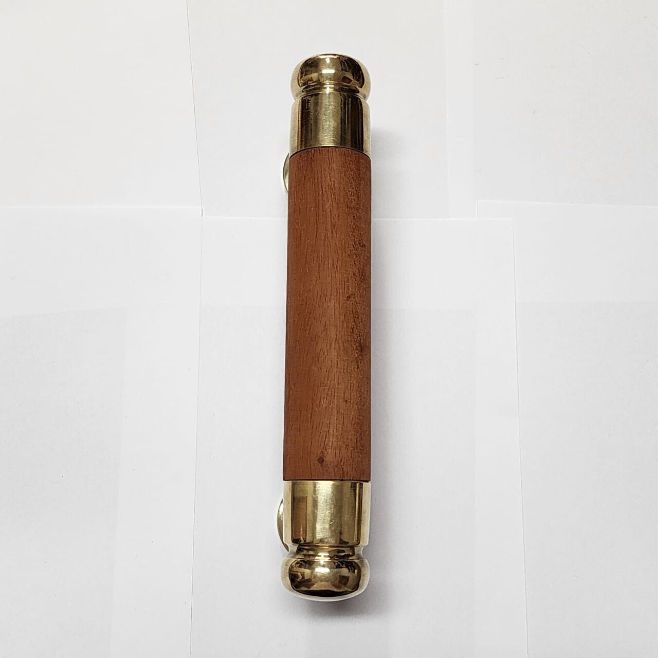 large thick DOOR handle pull brass ends wood old vintage asian style look 10″