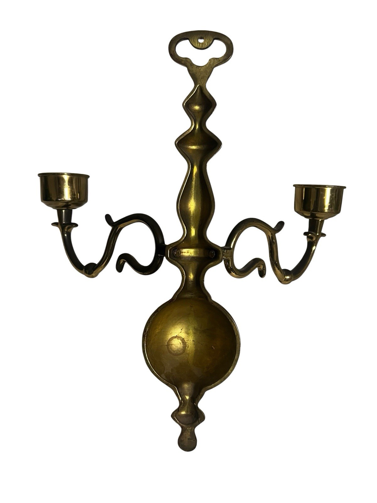 Baldwin Brass 2 Arm Large Ball Wall Sconce Pair Vintage Candelabra Colonial