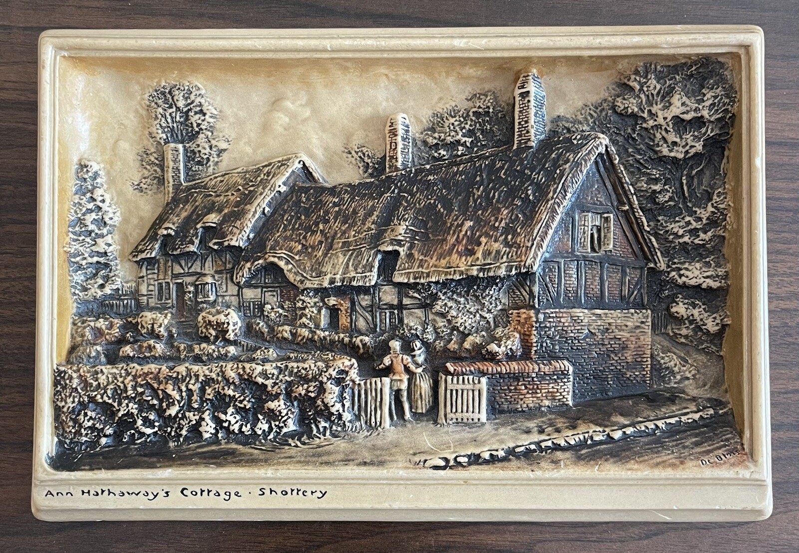 Ivorex 3-D Vintage Wall Plaque, Ann Hathaway’s Cottage Shottery, Arthur Osborne 
