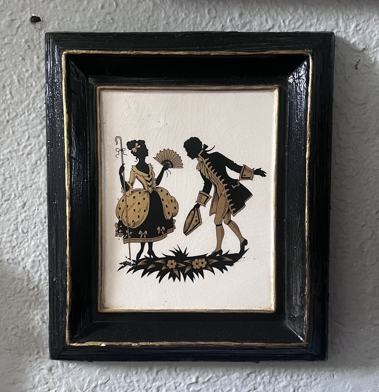 Harleigh Staffordshire China ‘Silhouette’ Black and Gold Ceramic Vintage picture