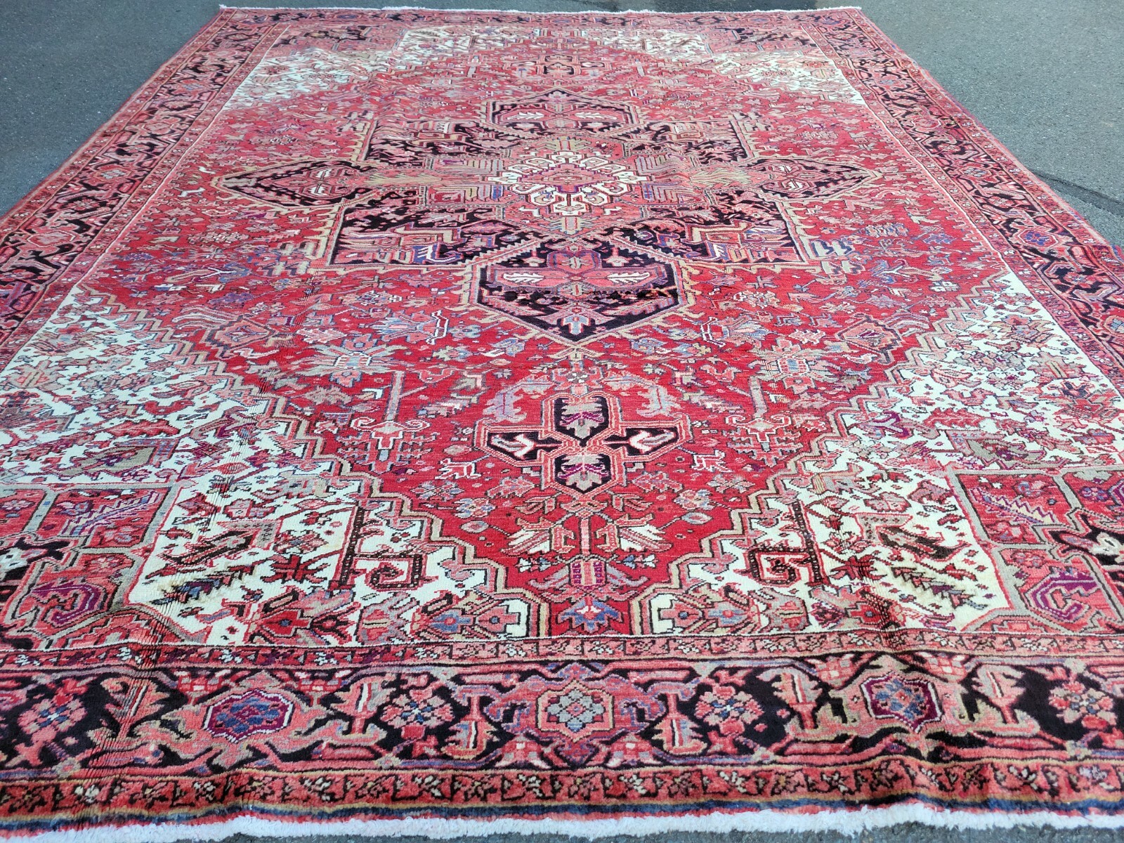 10×13 or 9.6 x 12.9 ANTIQUE SERAPI HERIZ RUG VINTAGE KAZAK USHAK CAUCASIAN