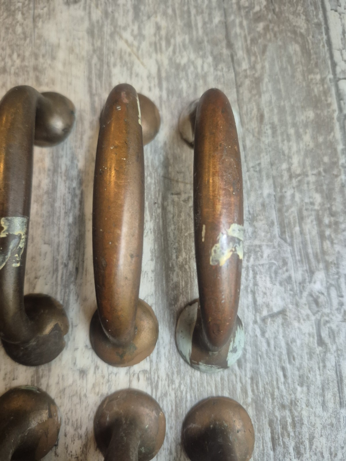 8 Antique Solid Brass Drawer Pulls Hardware Architectural Salvage 3″ Centers