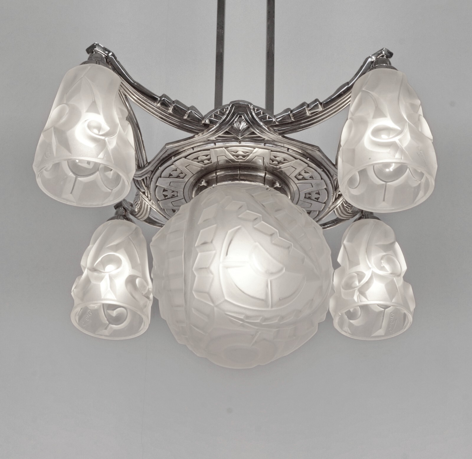 DEGUÉ : FRENCH 1930 ART DECO CHANDELIER ………… lamp muller sabino daum era