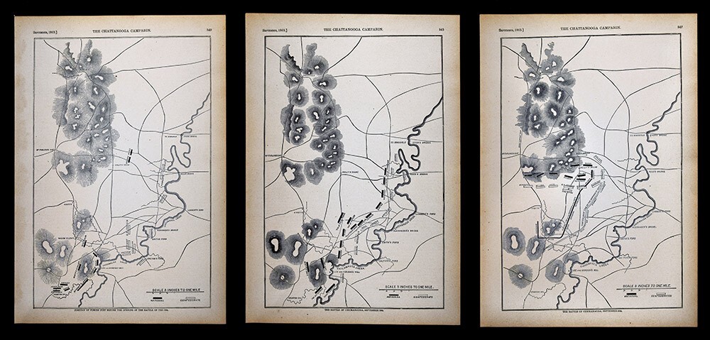 Harper Civil War – 3 Maps – Battle of Chickamauga Georgia Sept 19-20, 1863