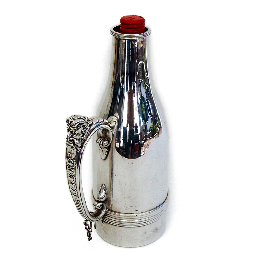 Reed Barton Champagne Wine Bottle Caddy Figural Handle Silverplate