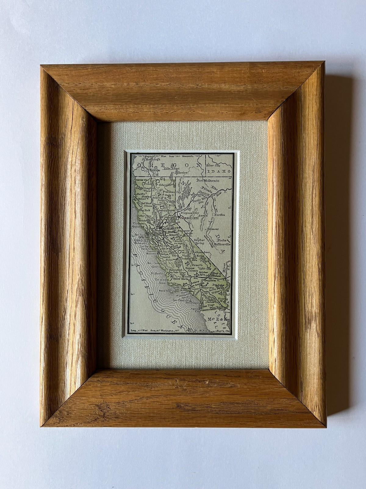 1887 CALIFORNIA Pocket Atlas Map Framed w/Dbl Mat SEE DESCRIPTION
