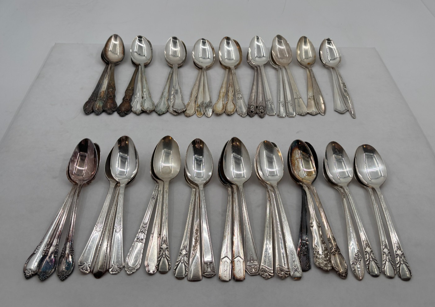 Lot of 50 Assorted Vintage Silverplate Teaspoons – Lot#90