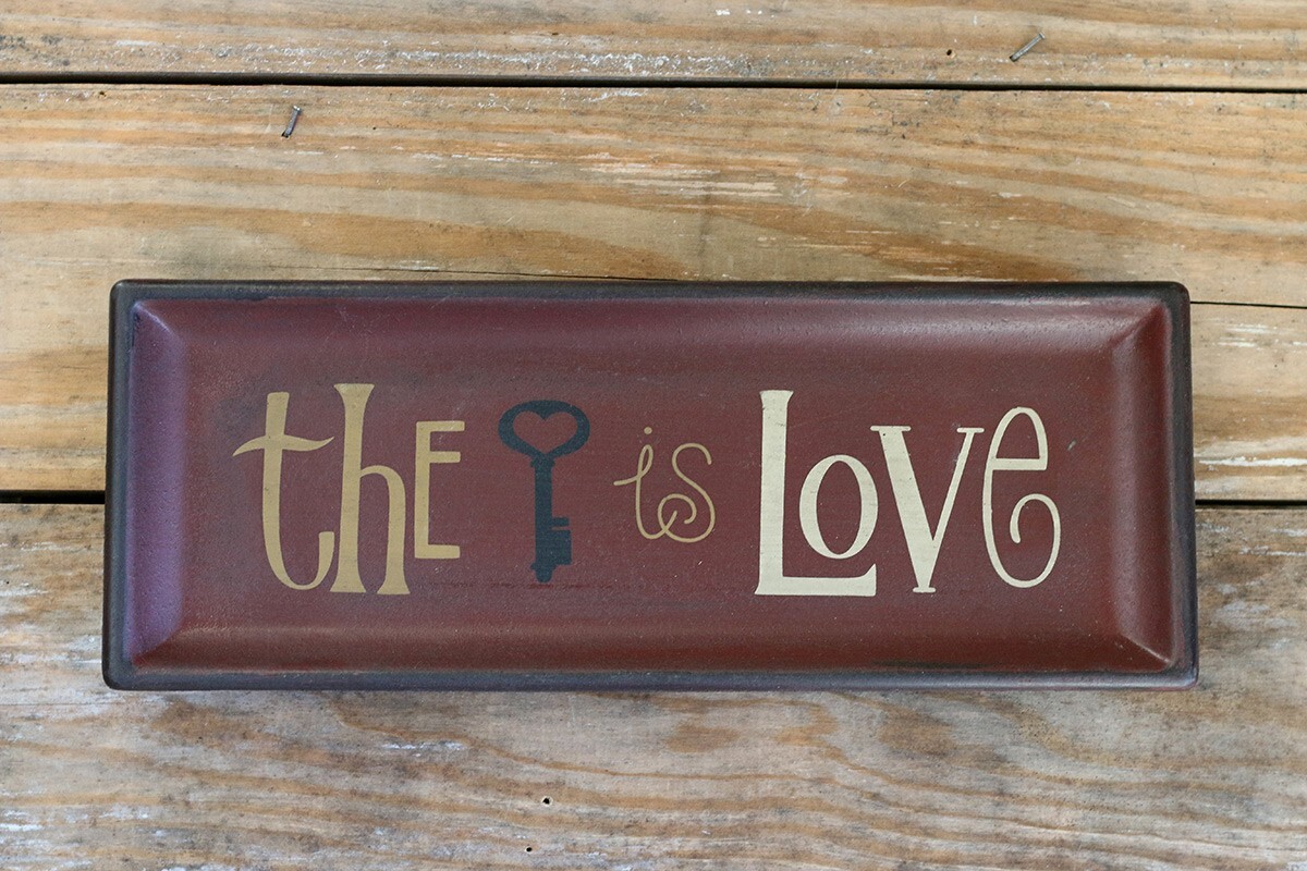 Primitive Decor Decorative Tray The Key Is Love Hearthside Collection