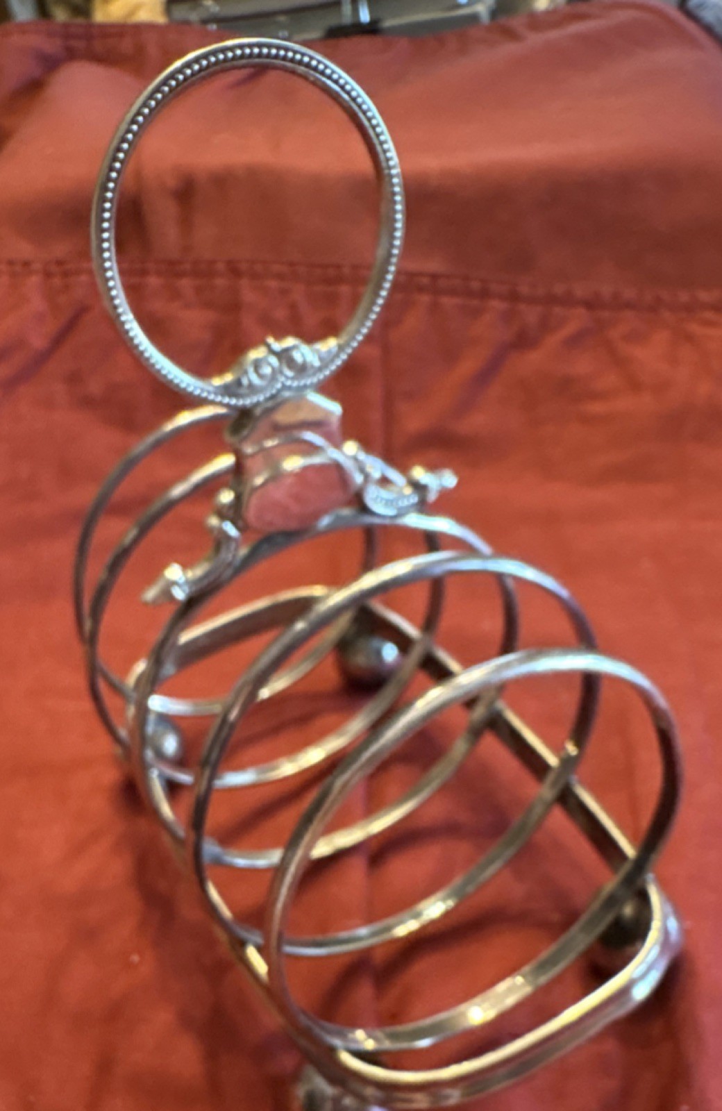 Silver Toast Rack United Kingdom 6 Slot Ball Feet Decorative Handle