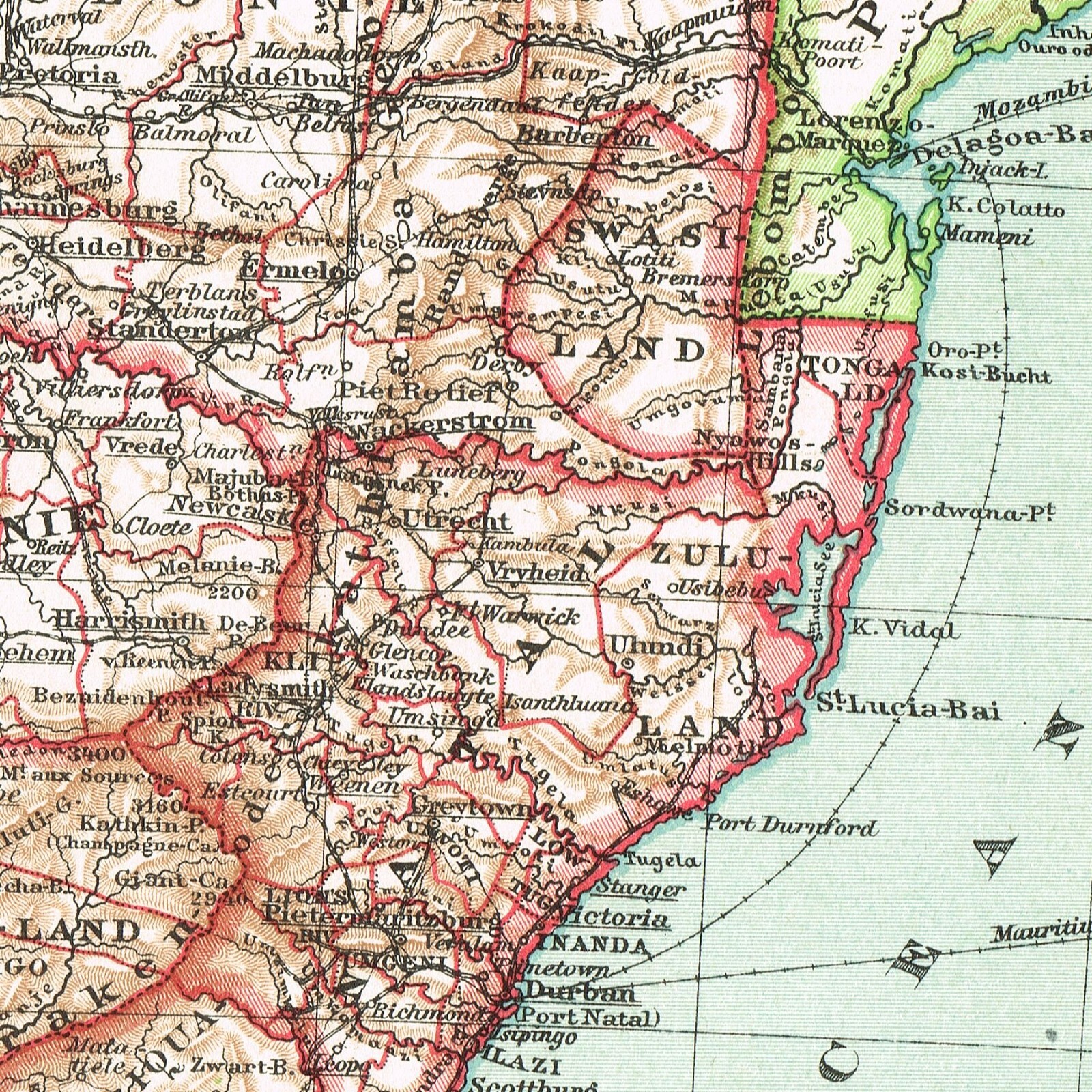 SOUTH AFRICA CAPE TOWN KAAPSTAD Original map 1905 DATED SOUTH AFRICA
