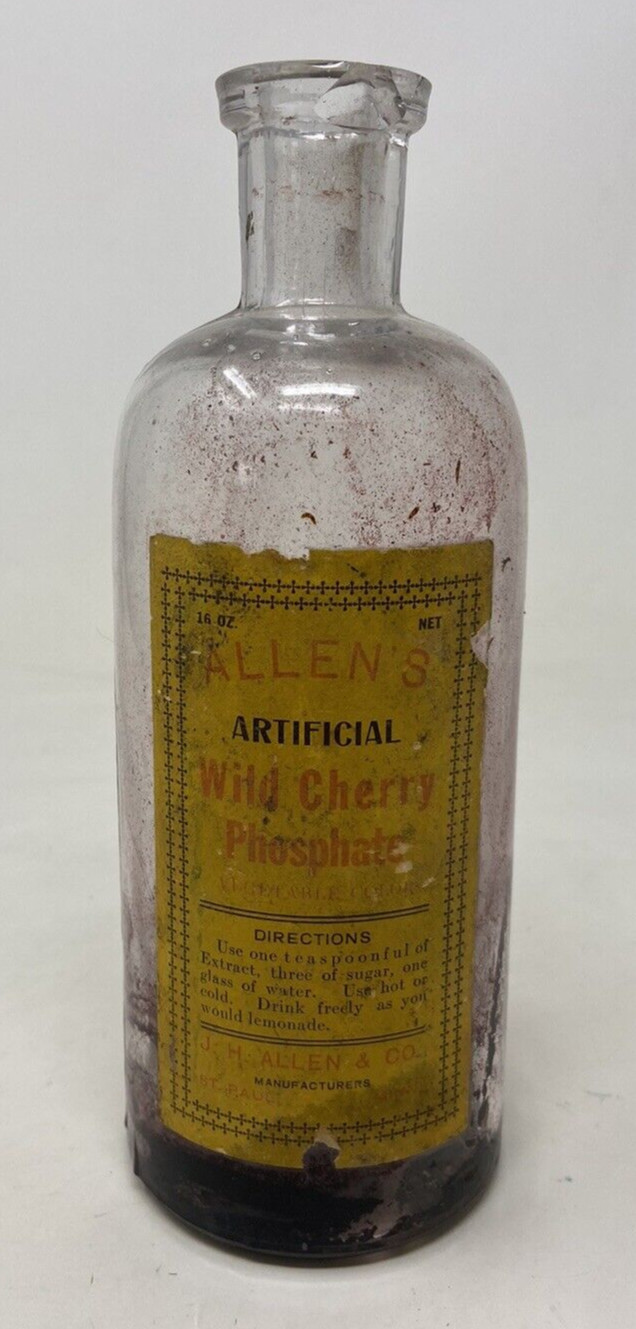 Antique Allen’s Artificial Wild Cherry Phosphate Bottle J. H. Allen & Co MINN