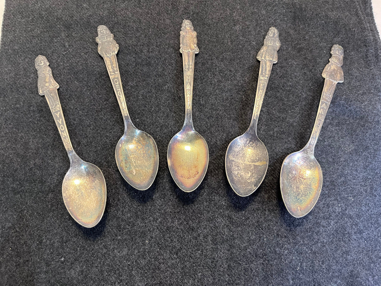 Vintage -Carlton Silver plate Spoons- Girl Names- Set of 5
