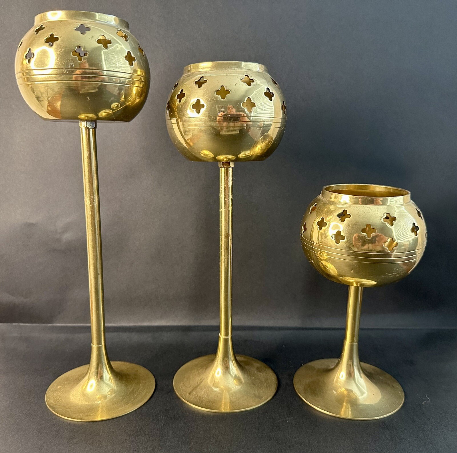 Vintage Mid Century Brass Candle Tea light Holders Made in India
