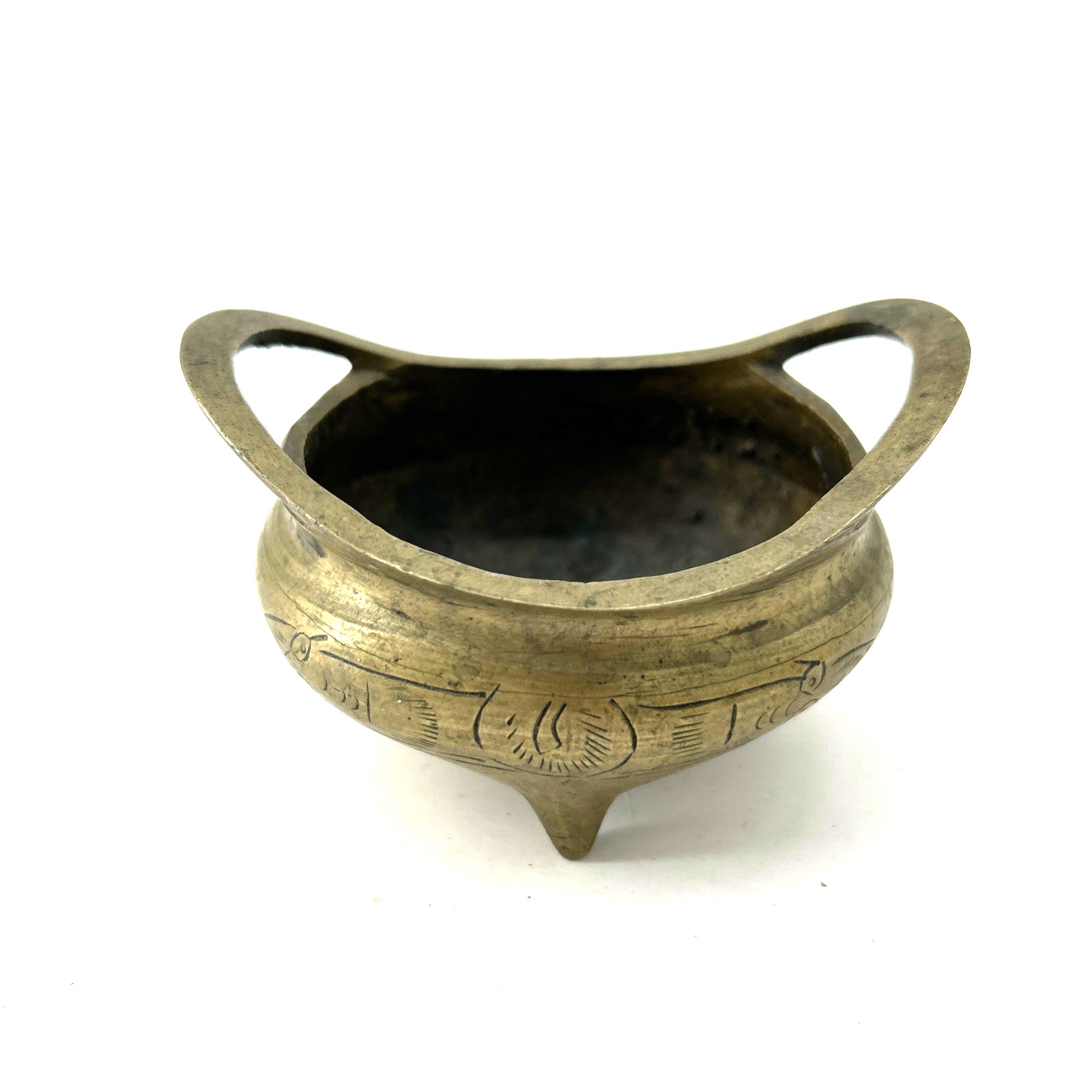 Miniature Chinese Brass Bowl Censer Tripod Incense Burner Makers Mark
