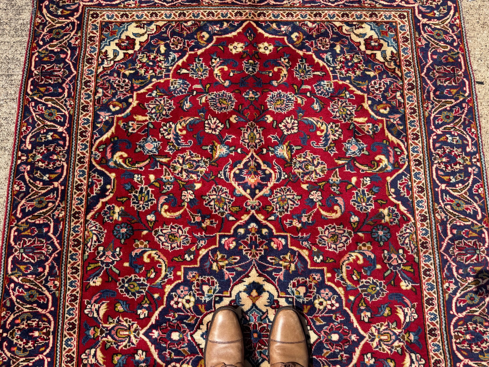 5×8 RED VINTAGE ORIENTAL RUG hand-knotted fine handmade small navy blue wool 5×7
