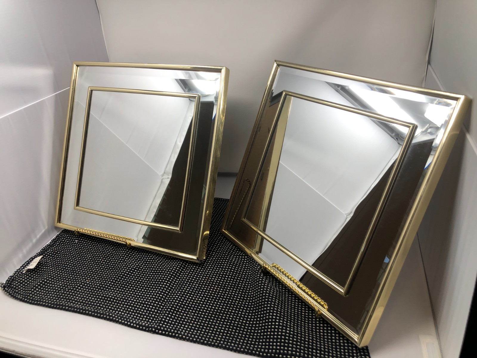 Vintage Gold Art Deco Mirror – Diamond Square Mirror – Post Modern Era