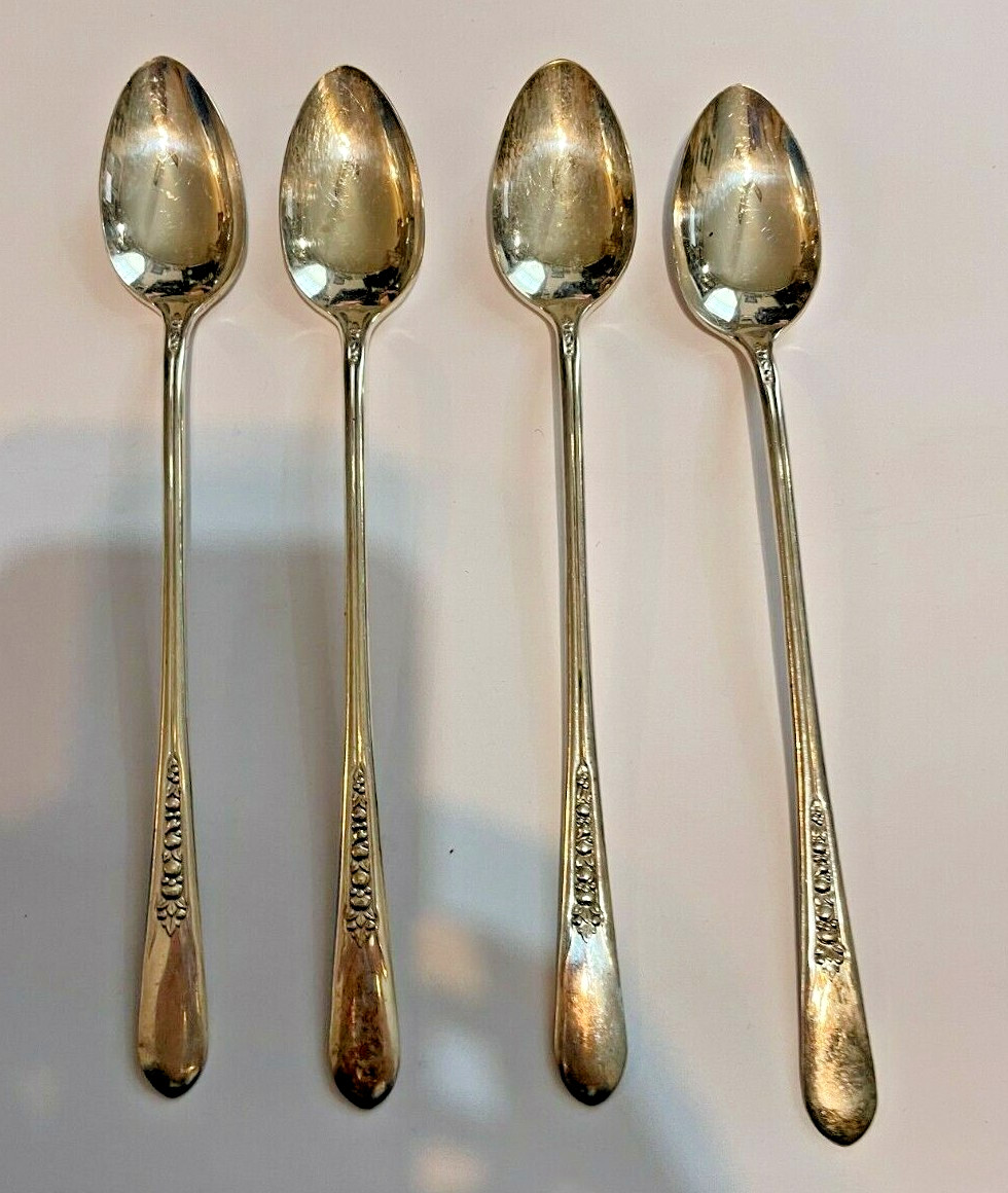 4 Iced Teaspoon Wm Rogers Mfg Co Original Rogers Priscilla Lady Ann