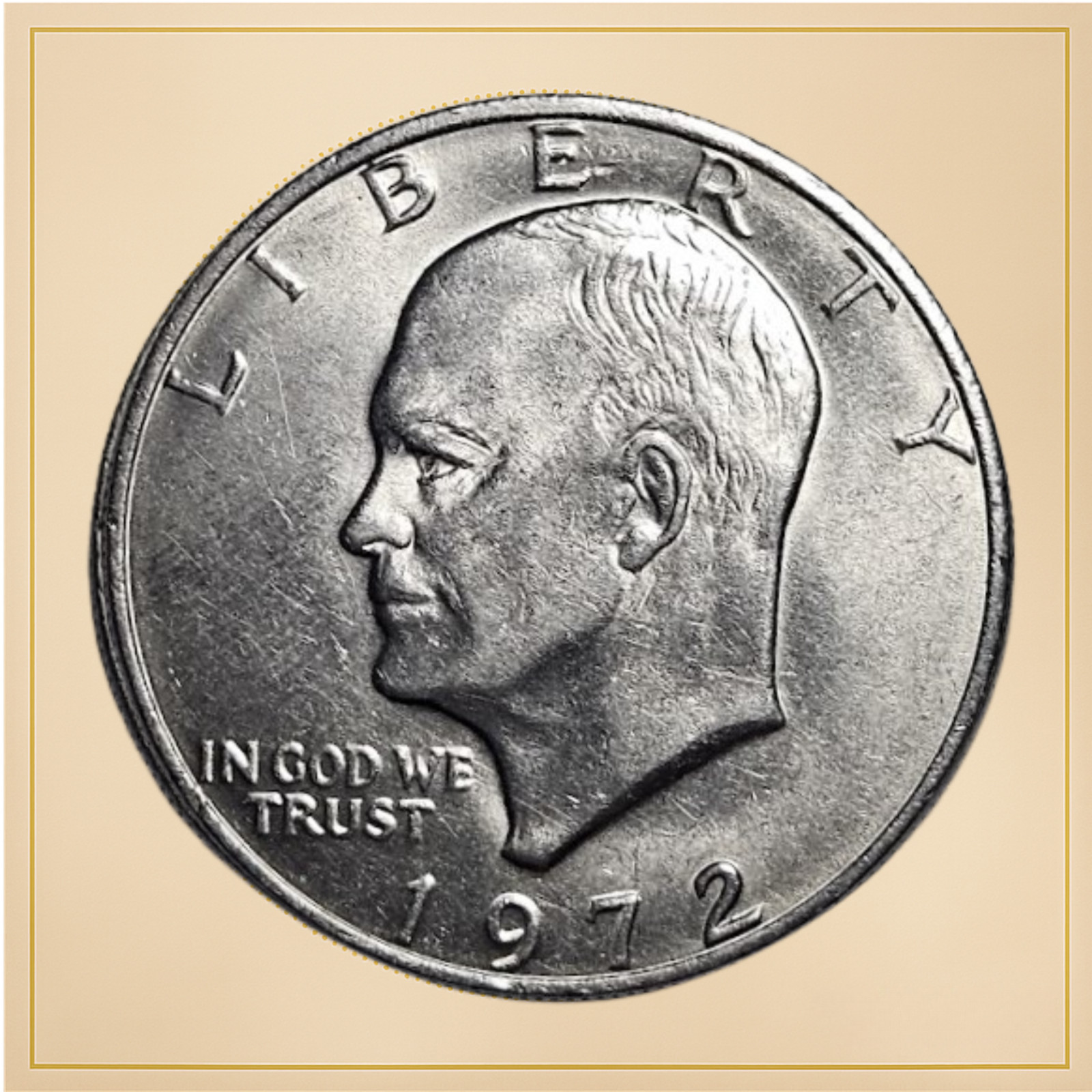 1972 Eisenhower One Dollar Coin – P Minted – VF – Circulated – RARE TYPE II