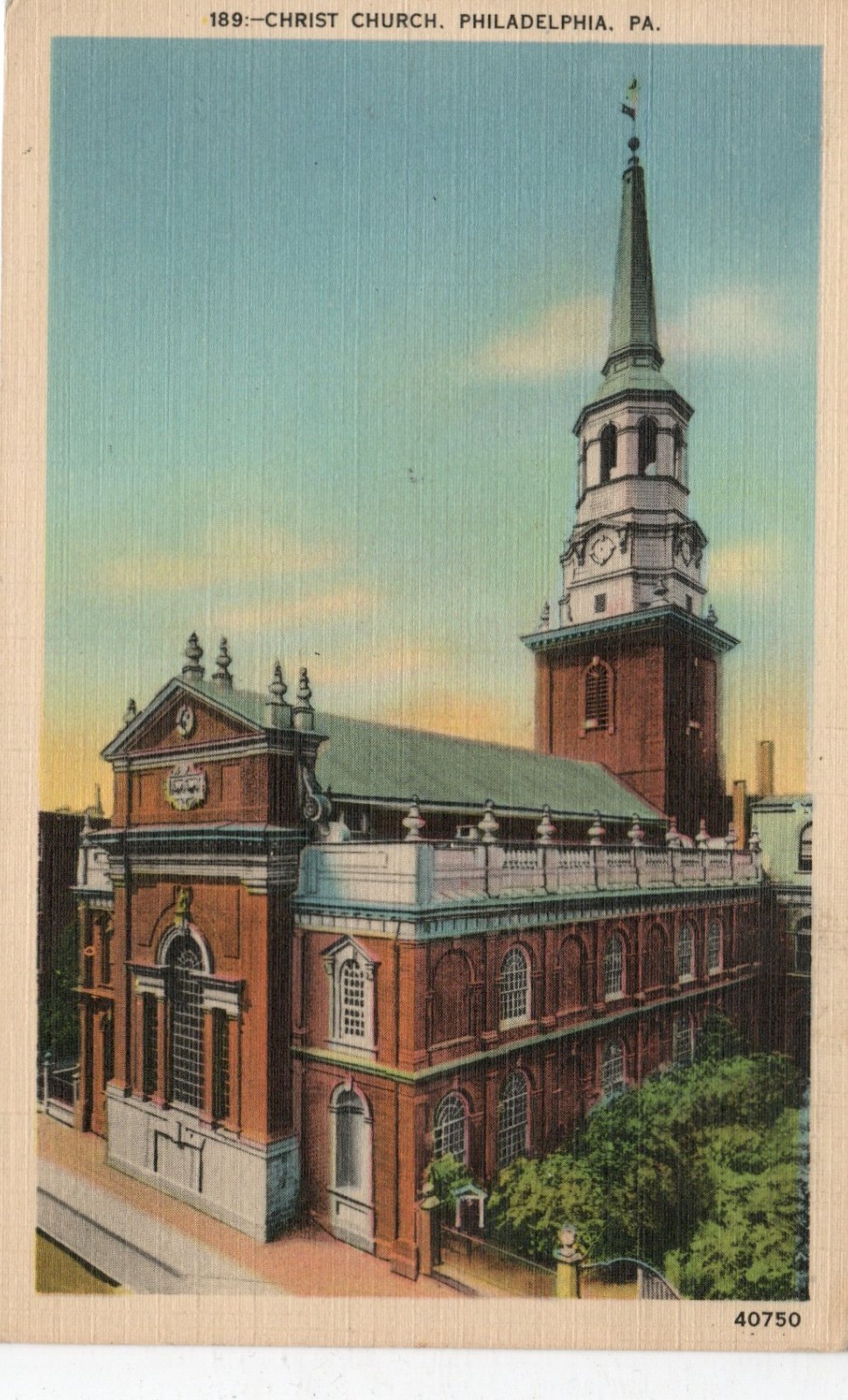 Vintage Postcard Christ Church Philadelphia PA