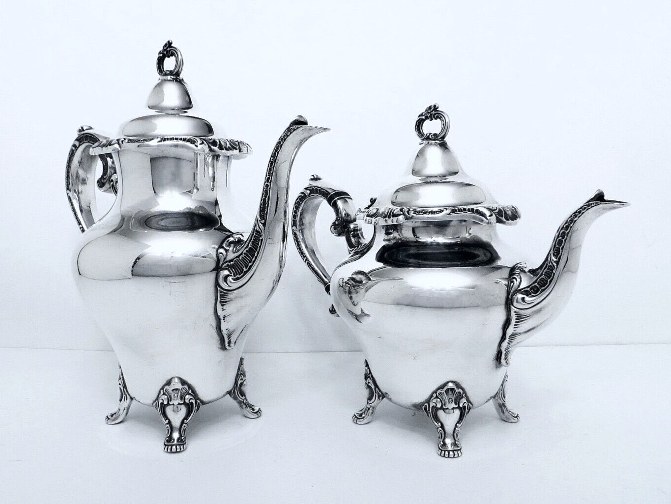 1950 GORHAM ANCHOR STRASBOURG COURT MIDCENTURY ROCOCO SHELL COFFEE TEA SET 5PC