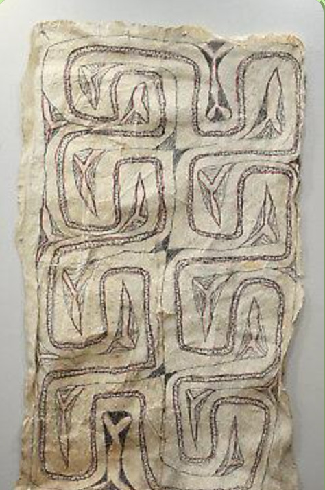 Papua New Guinea Barkcloth Ceremonial Baining Tapa Cloth (50 x 29 inches)