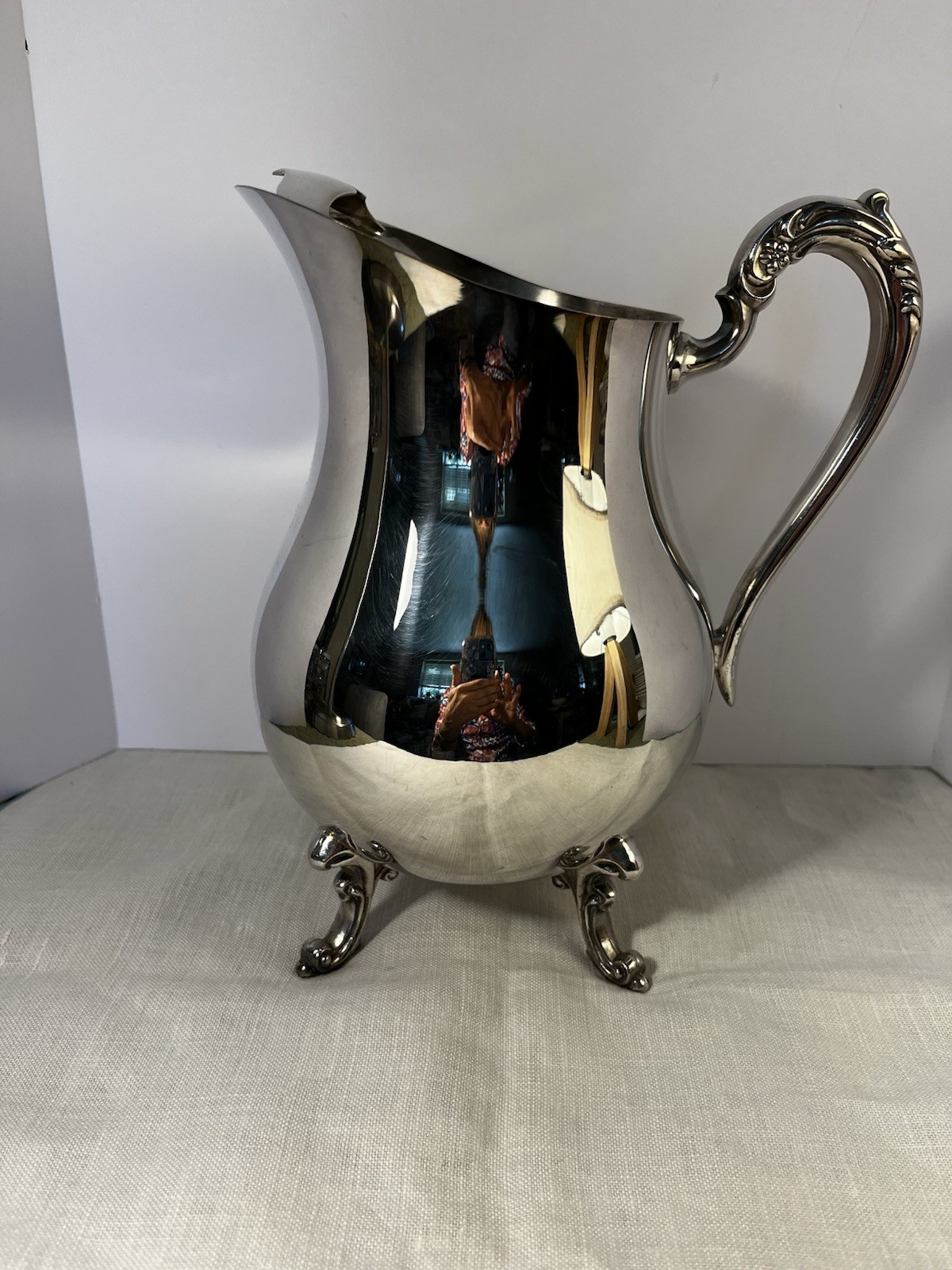 F.B. Rogers Silver Co Silverplate Water Pitcher with Ice Lip 9 In Tall Vintage