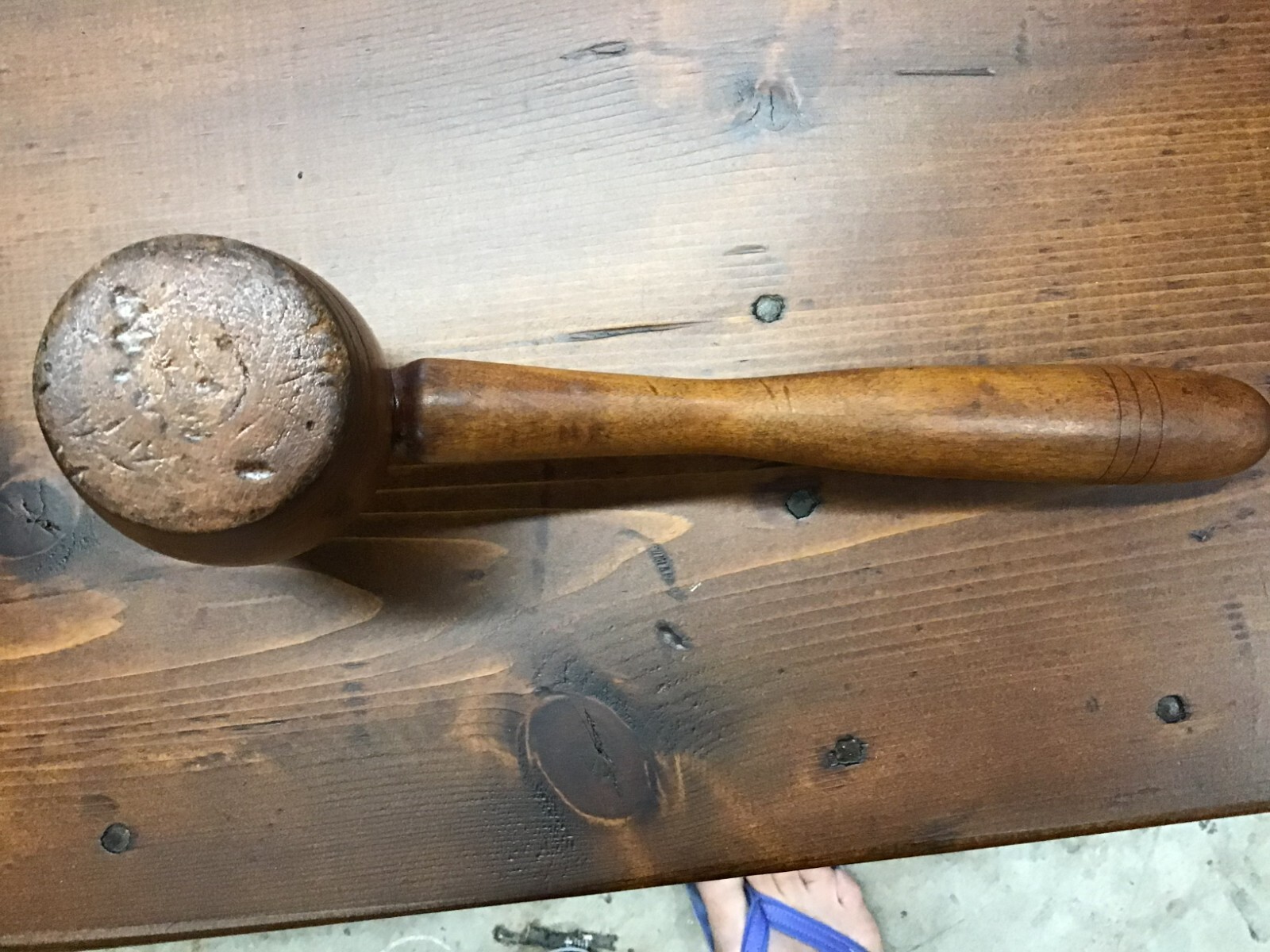 Vintage Mallet Chestnut Turned Treenware Kitchen Woodshop Primitive