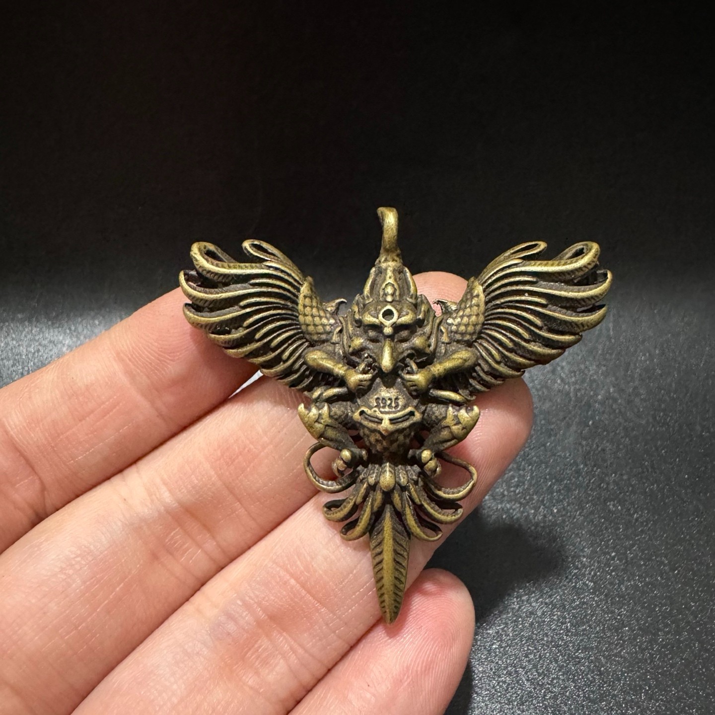 Old Chinese Tibetan Buddhism Lima Copper Dapeng Golden Winged Bird Pendant