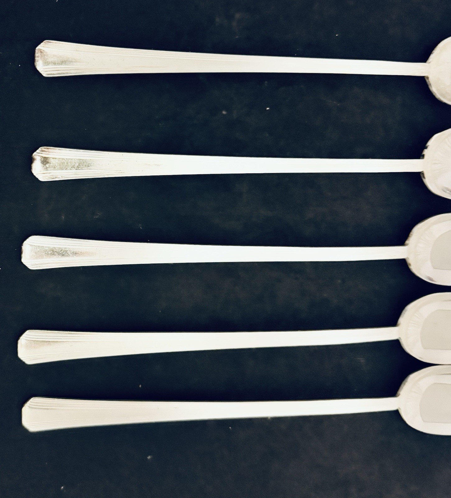 International Silver Five Iced Tea Spoons Broadway Pattern Art Deco 1940