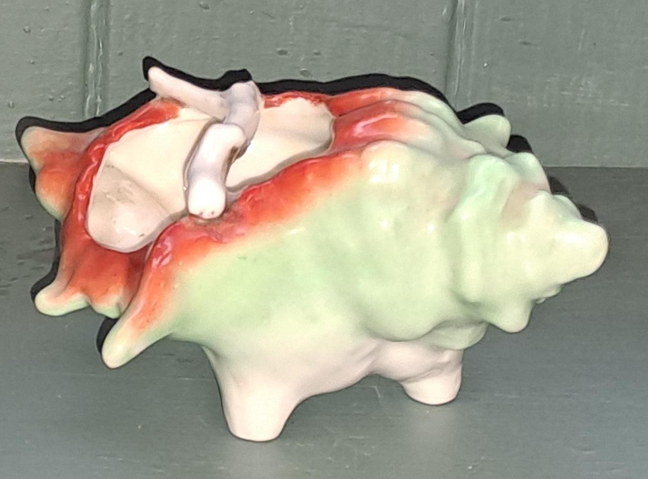 Naturalistic Antique Royal Bayreuth Conch Shell Sugar Bowl C 1900