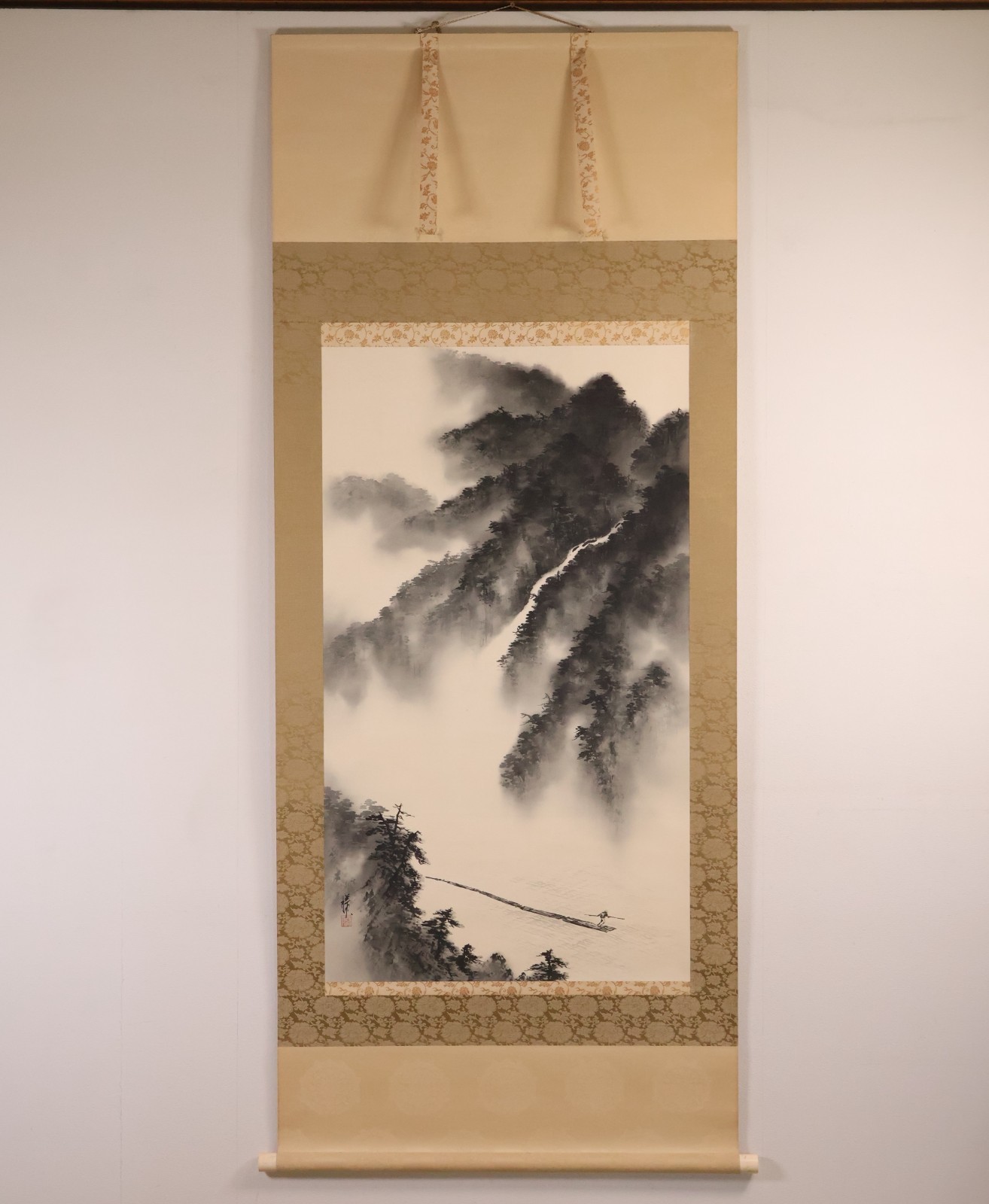 Japanese Hanging Scroll Hand Painted ‘Ink Landscape’ KAKEJIKU By Nakazawa Masaru