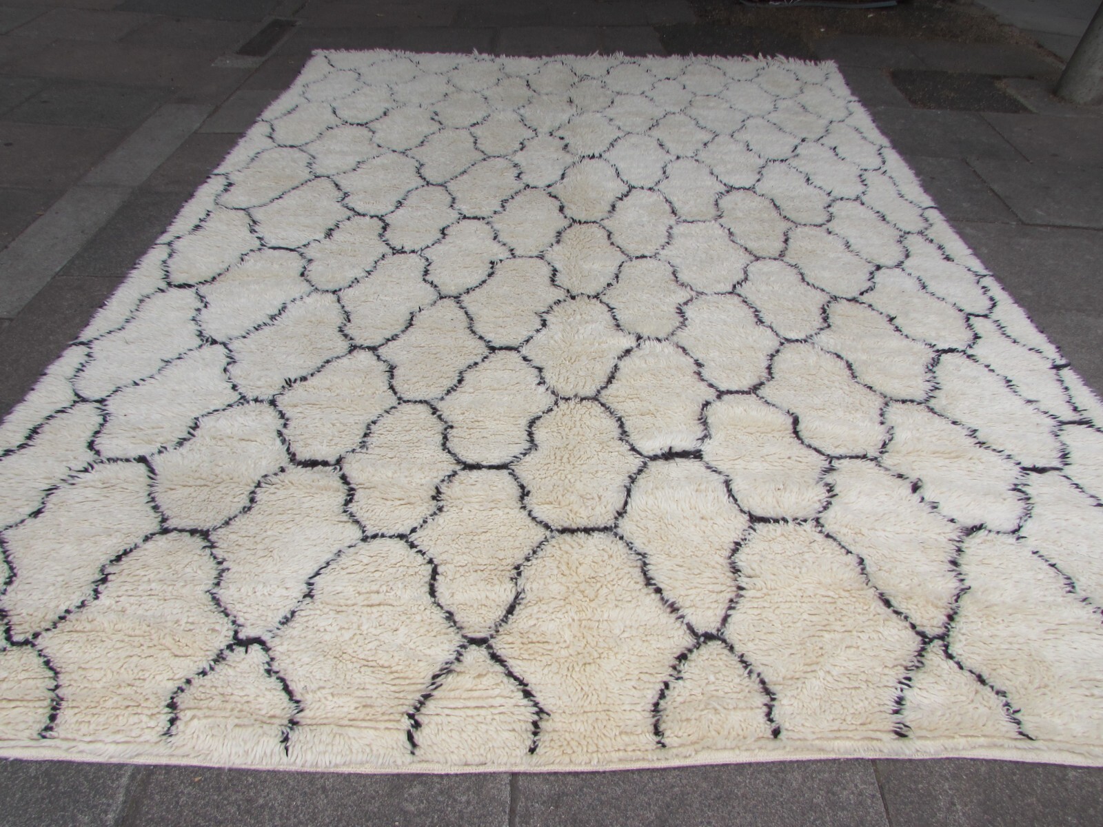 Vintage Hand Made Traditional Oriental Wool White Large Carpet 392x280cm