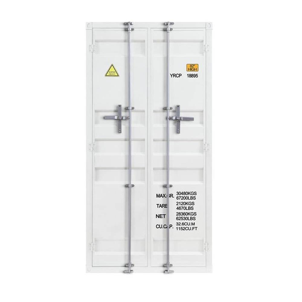 Bowery Hill Modern Double Door Metal Wardrobe in White