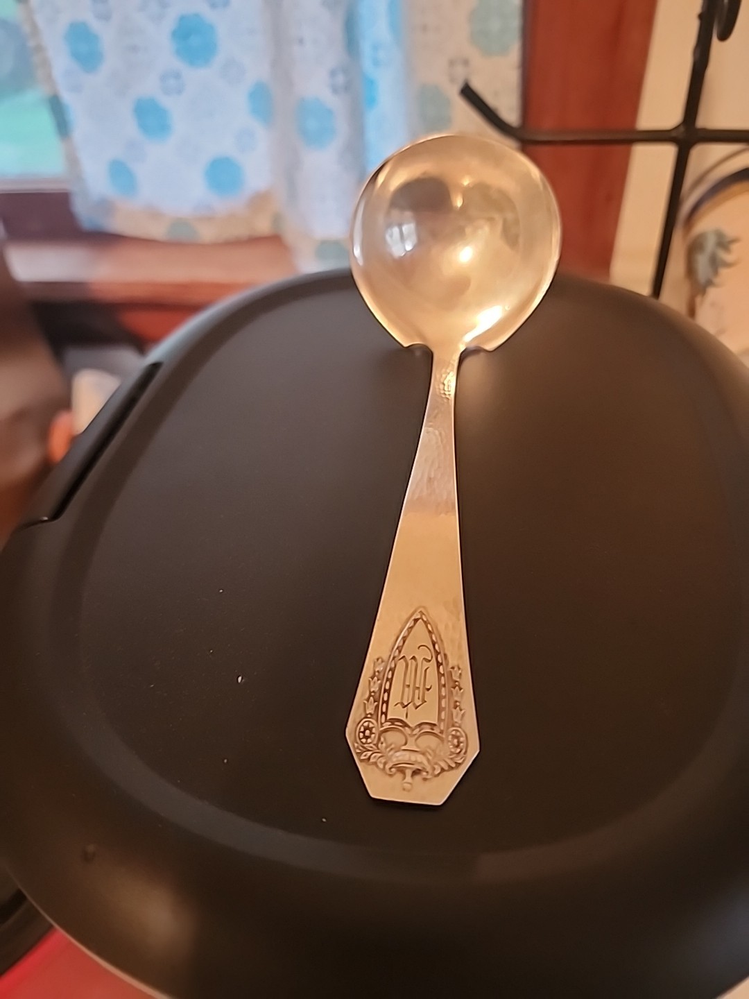 Antique 1847 Rogers Bros HERALDIC Serving Ladle XS Triple Monogram M