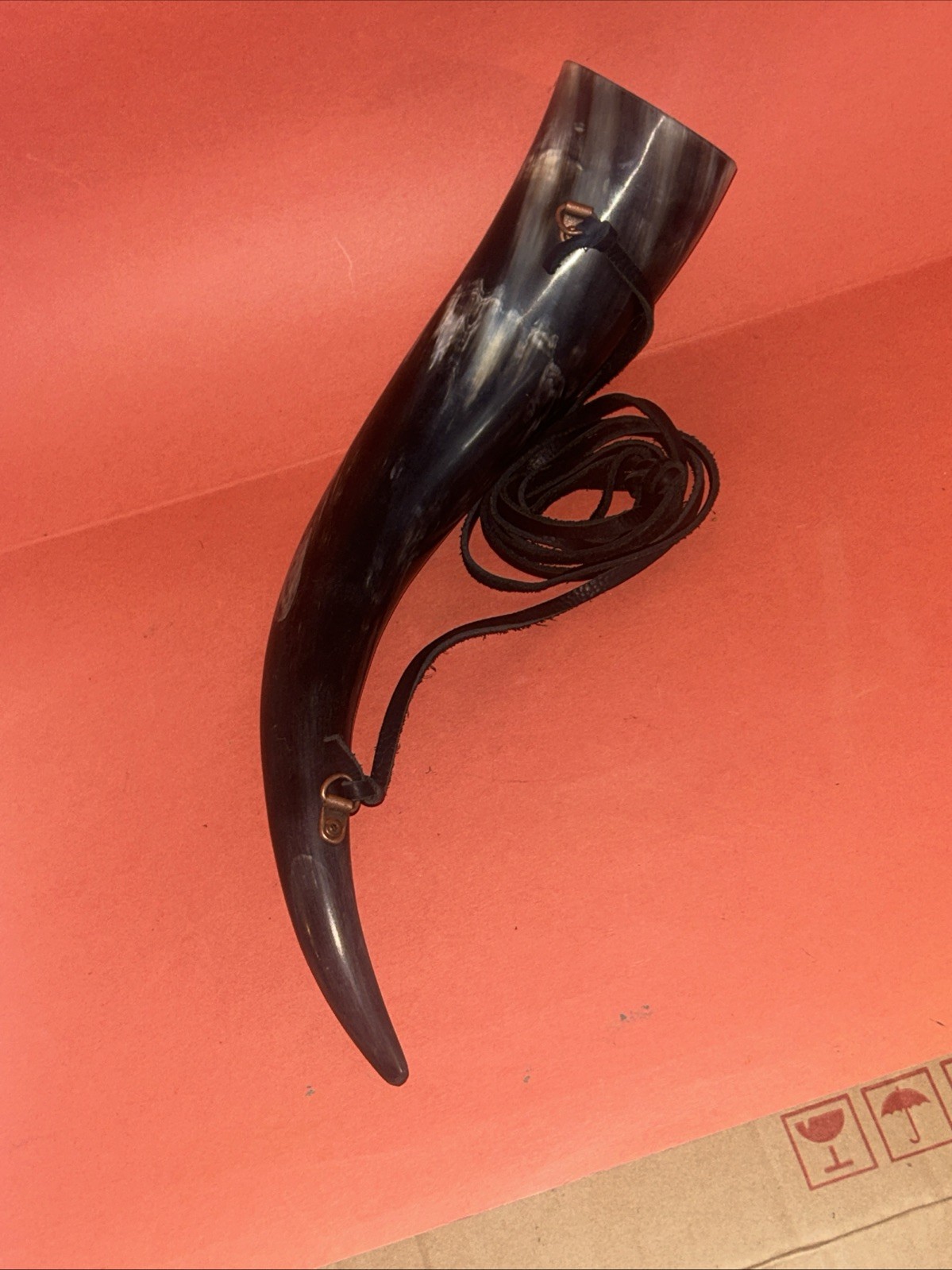 Vintage Renaissance 14″ Inch Drinking Horn Hand Crafted With Strap