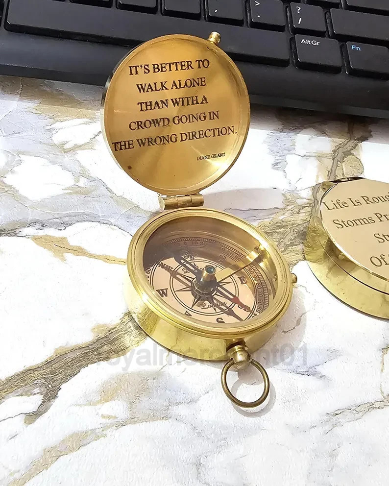 Engraving Solid Brass Compass – Nautical Personalized Gift