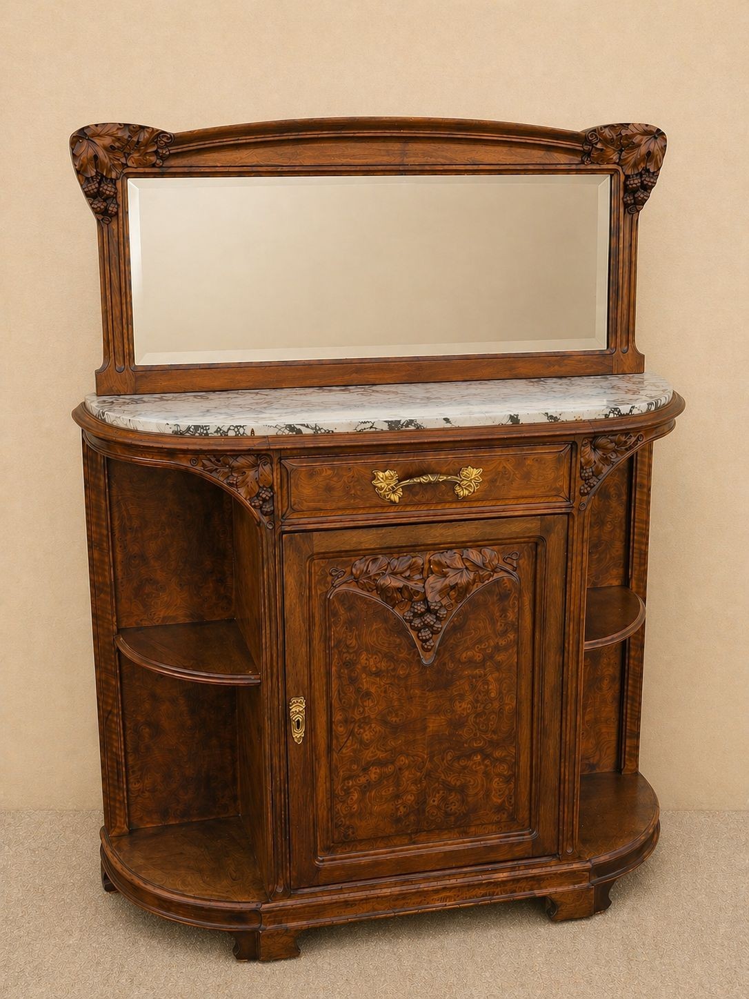 Exceptional French Art Deco walnut marble cabinet