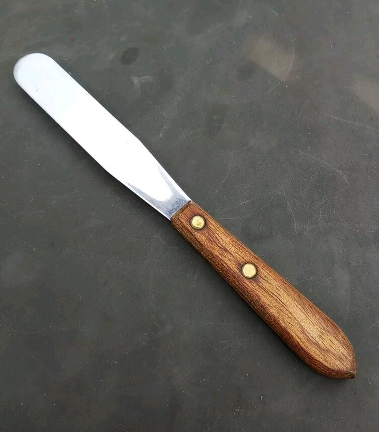 Vintage Lamson Knife Sandwich Spreader 6510-4 USA Brass Rivets Wood Handle