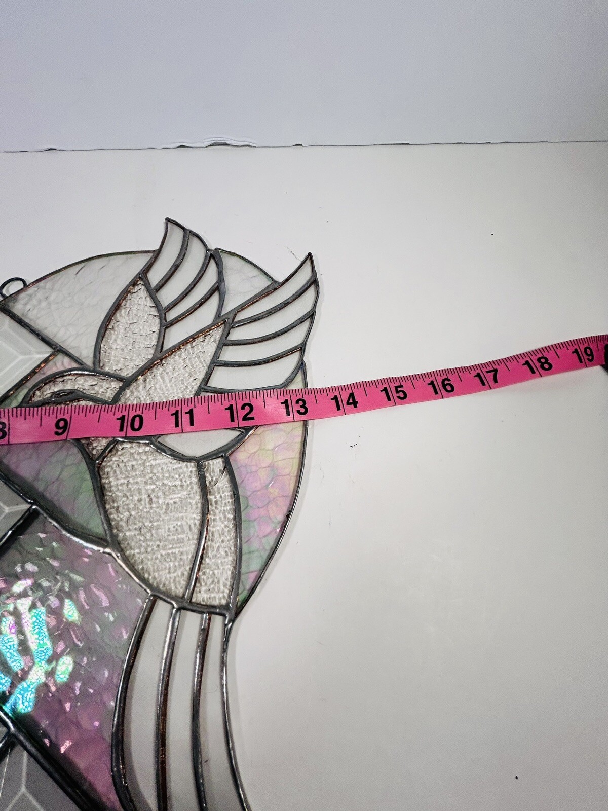 Stained Glass heart Clear, Pink And Green Hummingbirds Read Description