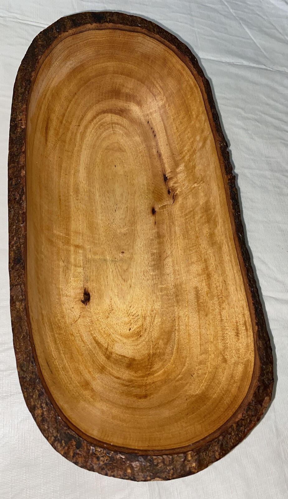 Rustic, Live Edge, Rectangle, Hand, Turned Wooden Bowl 15”L￼
