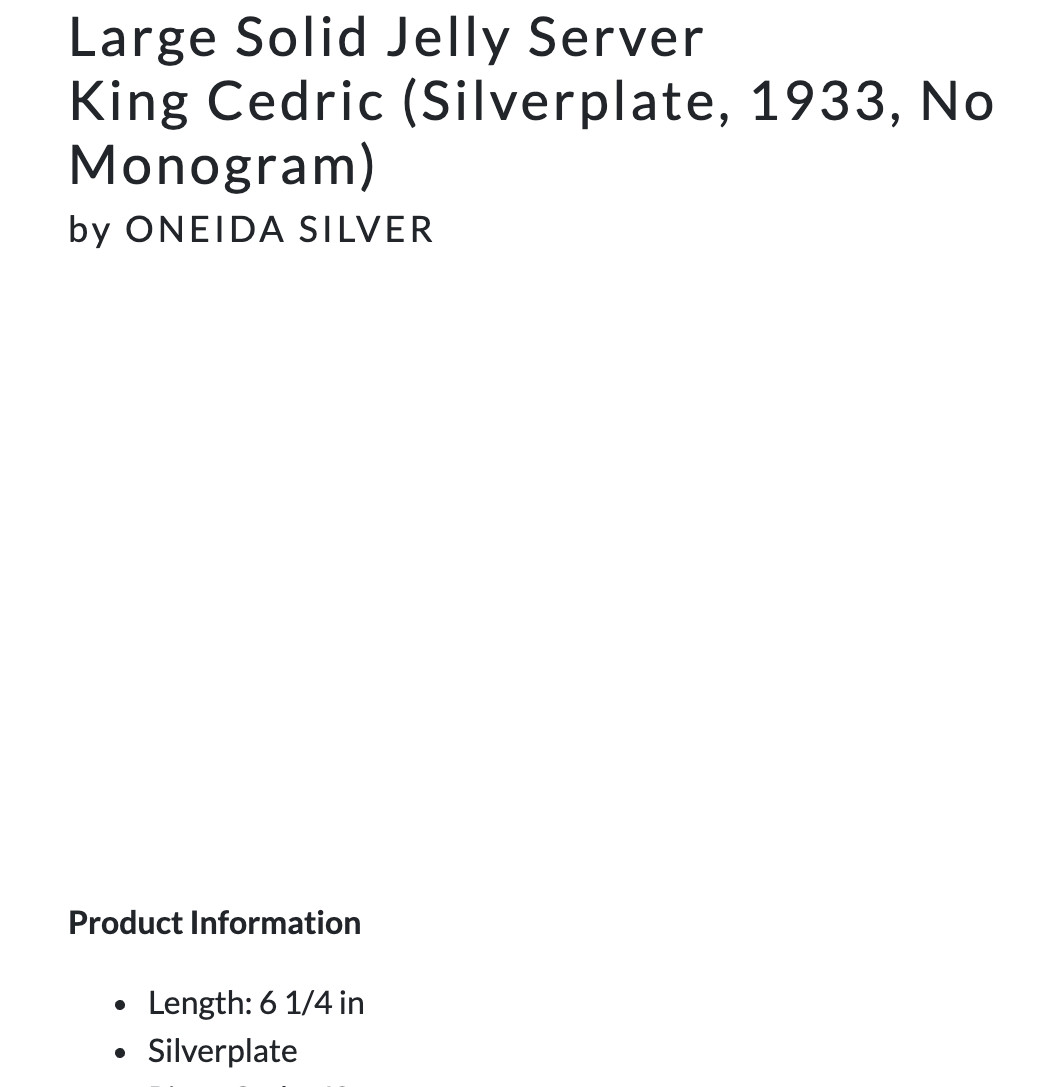 Large Solid Jelly Server King Cedric (Silverplate, 1933, No Monogram) by ONEIDA
