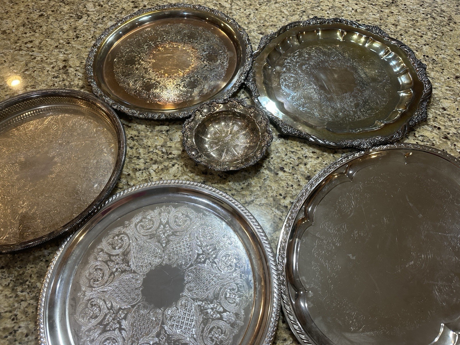 1847 Rogers Bros Heritage Victorian Silverplate Platters & Trays Lot